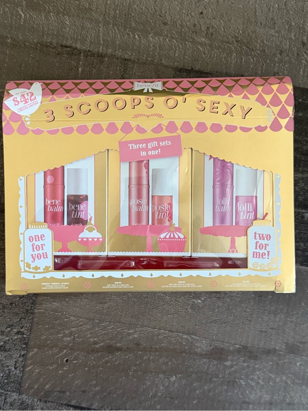 Benefit 3 Scoops O' Sexy Lip Balm & Tint Set - new
